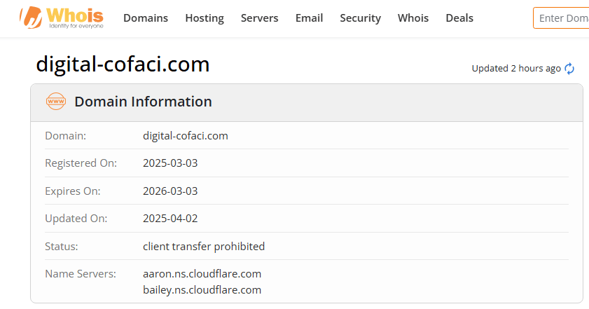 проверка домена Banco Cofaci