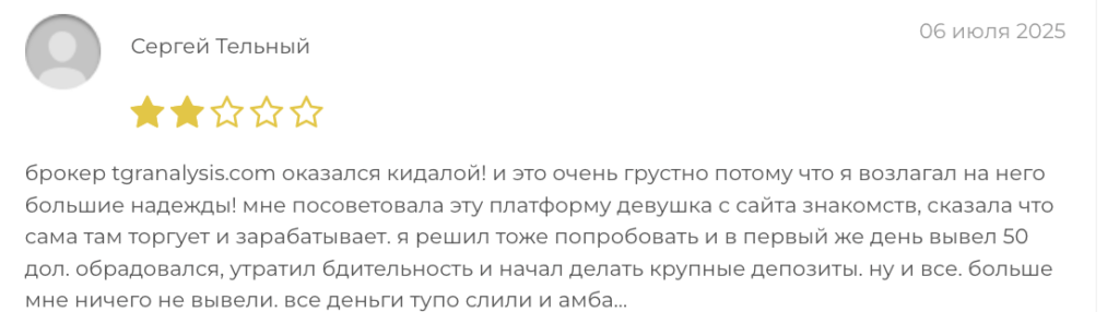 отзыв о брокере TGRanalysis