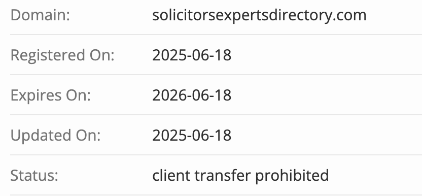 домен SOLICITORS EXPERTS DIRECTORY LIMITED